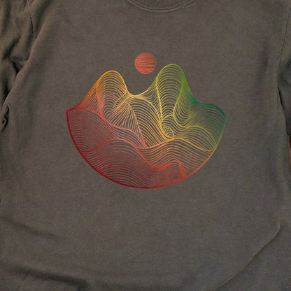 Mountain Sunset Woodblock Cotton Long Sleeve