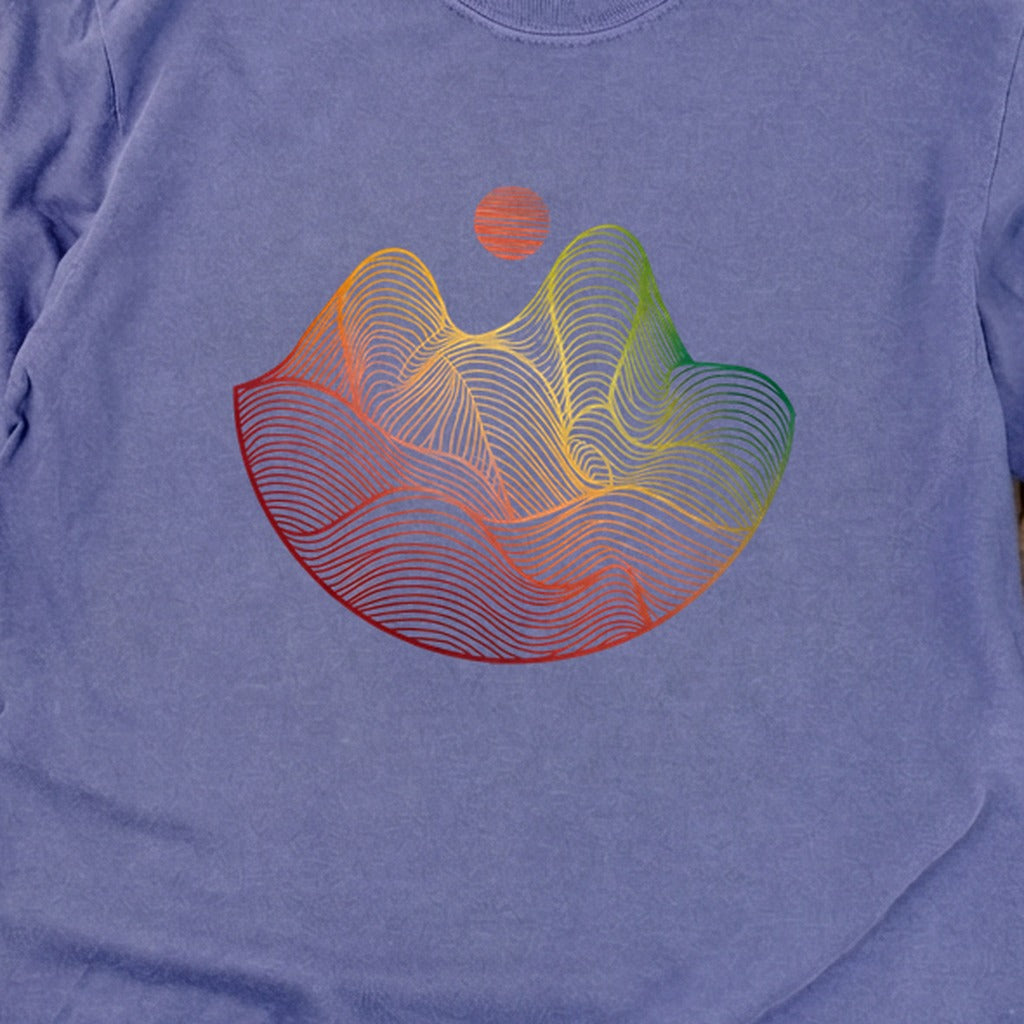 Mountain Sunset Woodblock Cotton Long Sleeve