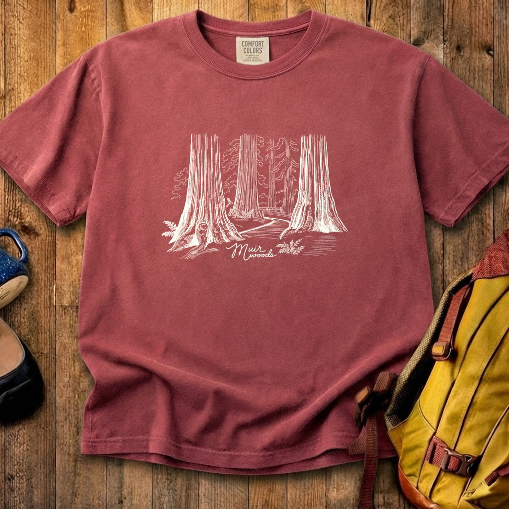 Muir Woods Line Drawing Cotton T-Shirt