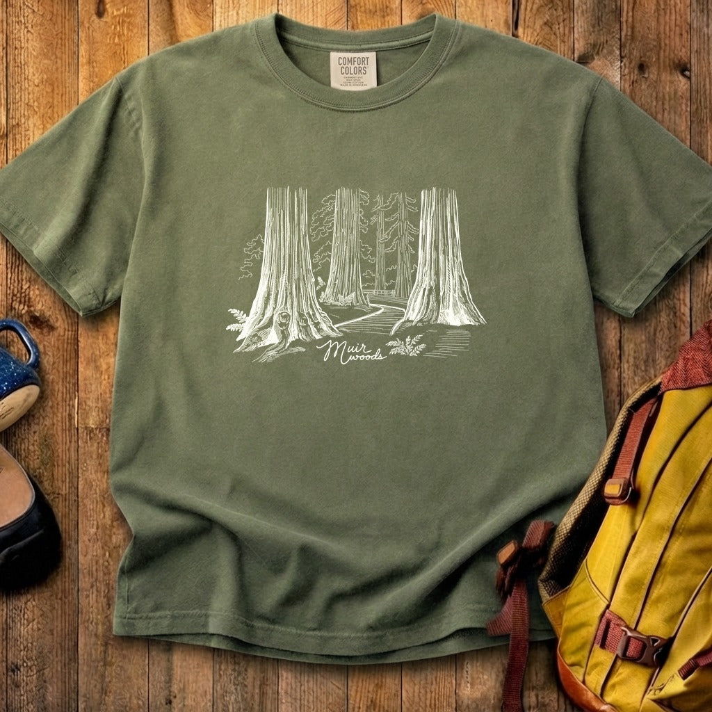 Muir Woods Line Drawing Cotton T-Shirt