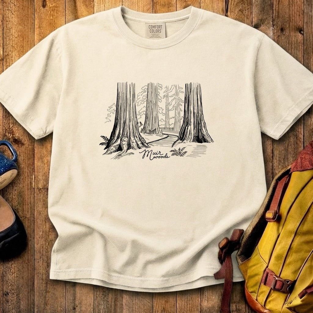 Muir Woods Line Drawing Cotton T-Shirt