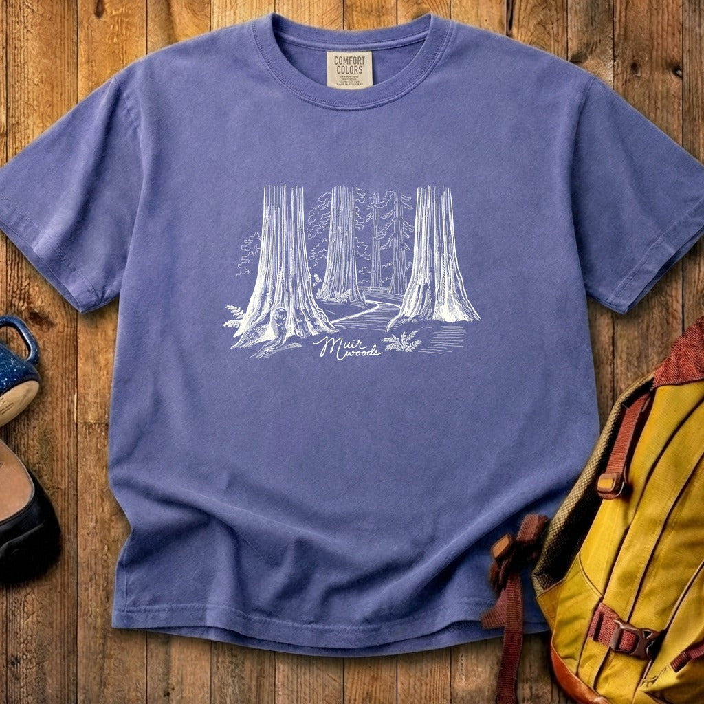 Muir Woods Line Drawing Cotton T-Shirt