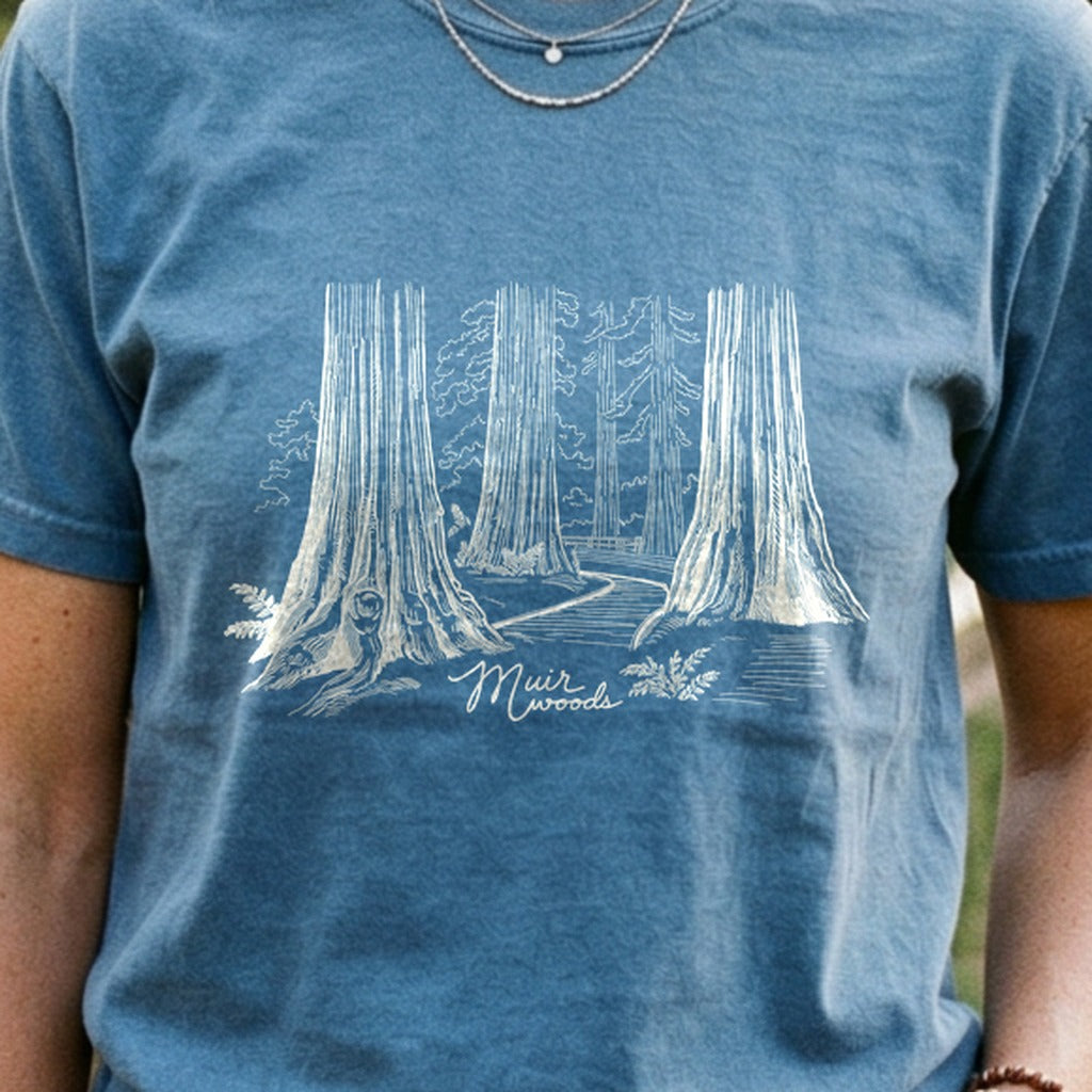 Muir Woods Line Drawing Cotton T-Shirt
