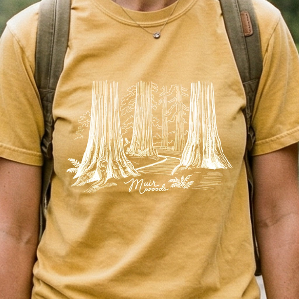 Muir Woods Line Drawing Cotton T-Shirt