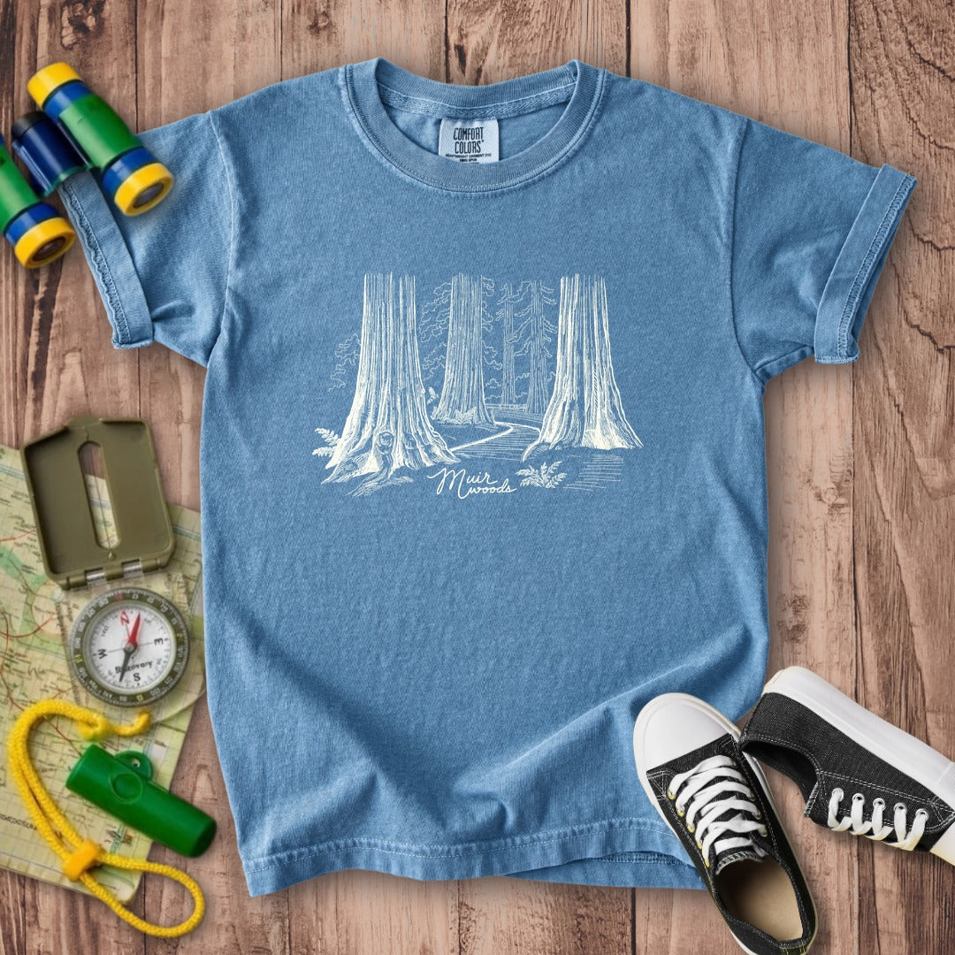 Muir Woods Line Drawing Kids Cotton T-Shirt