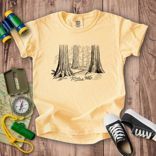 Muir Woods Line Drawing Kids Cotton T-Shirt