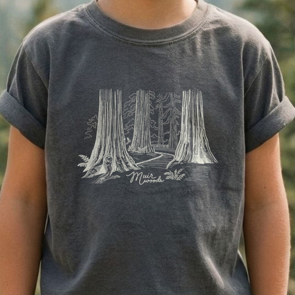 Muir Woods Line Drawing Kids Cotton T-Shirt