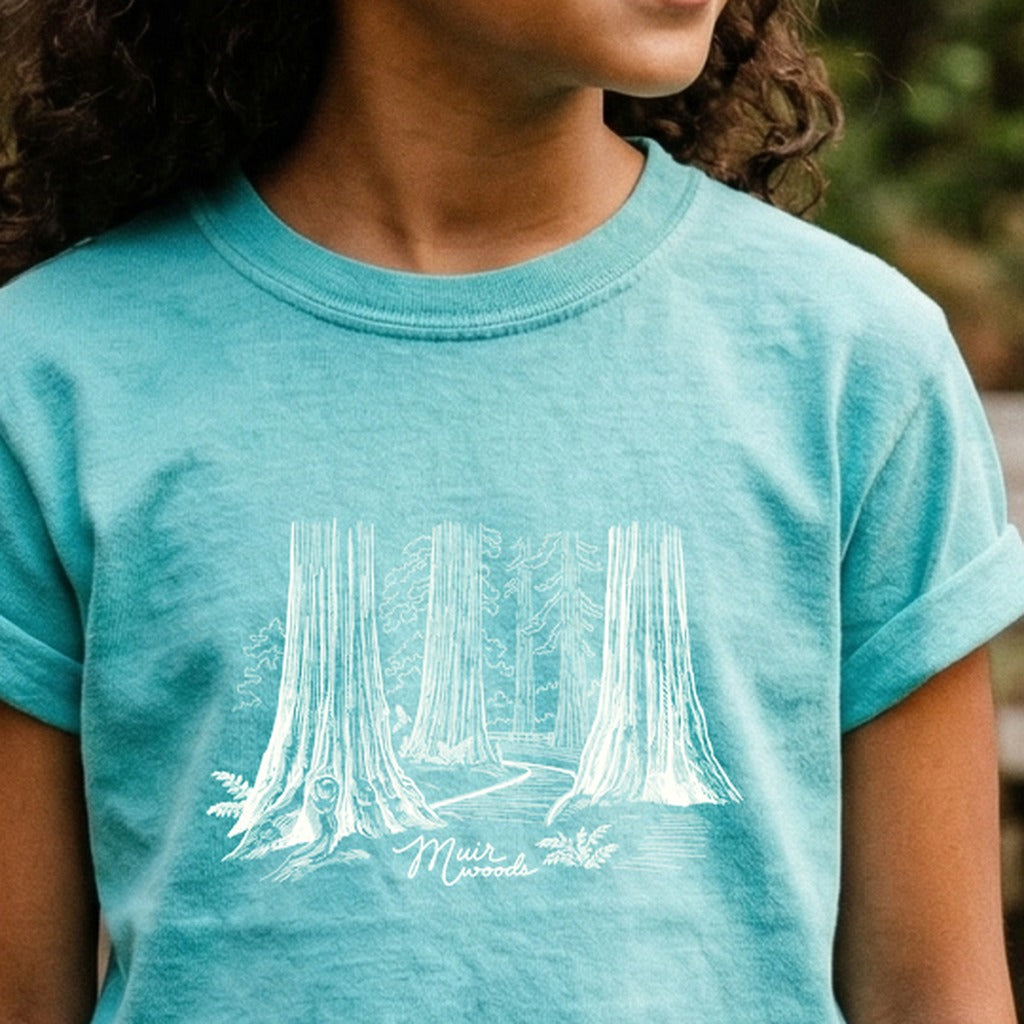 Muir Woods Line Drawing Kids Cotton T-Shirt