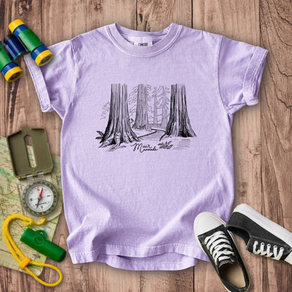 Muir Woods Line Drawing Kids Cotton T-Shirt