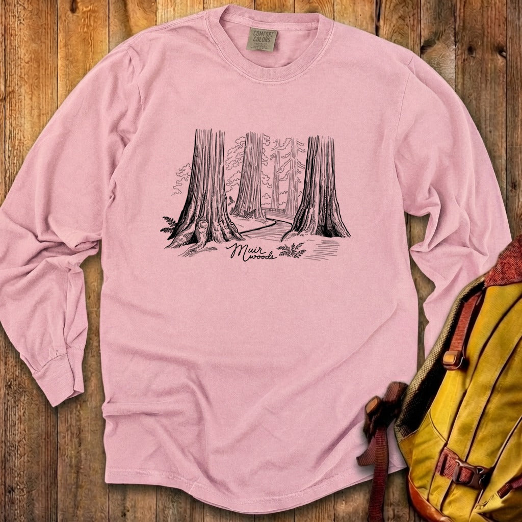 Muir Woods Line Drawing Cotton Long Sleeve
