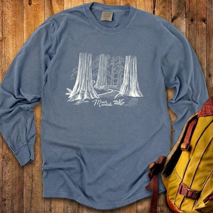 Muir Woods Line Drawing Cotton Long Sleeve