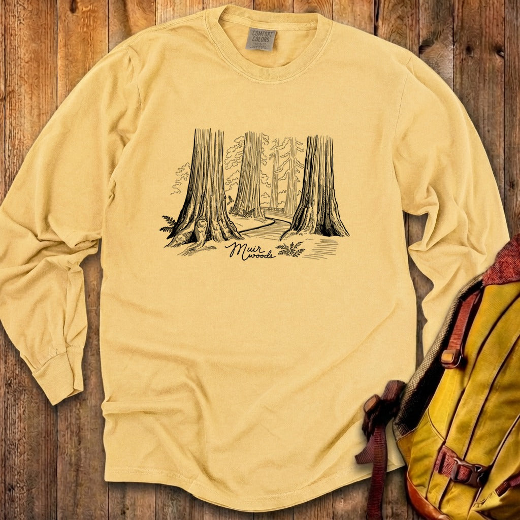 Muir Woods Line Drawing Cotton Long Sleeve