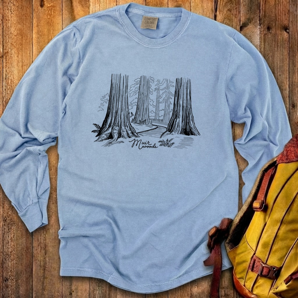 Muir Woods Line Drawing Cotton Long Sleeve