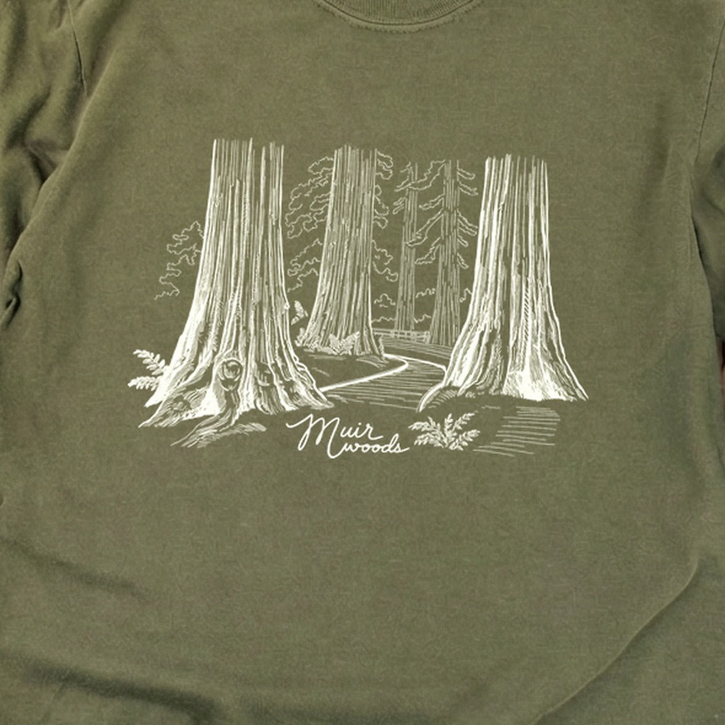 Muir Woods Line Drawing Cotton Long Sleeve