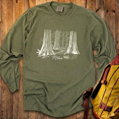 Muir Woods Line Drawing Cotton Long Sleeve