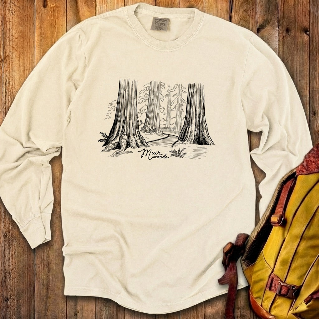 Muir Woods Line Drawing Cotton Long Sleeve