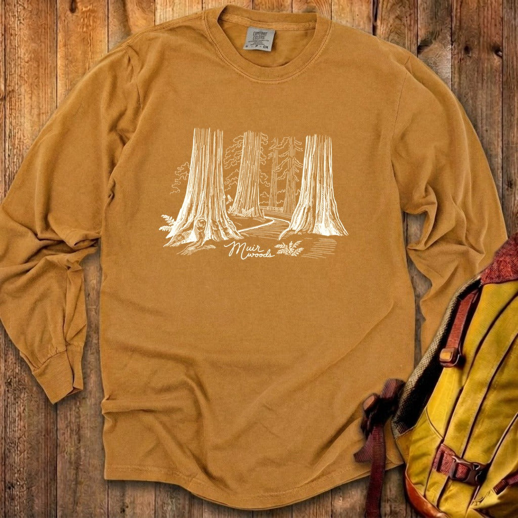 Muir Woods Line Drawing Cotton Long Sleeve