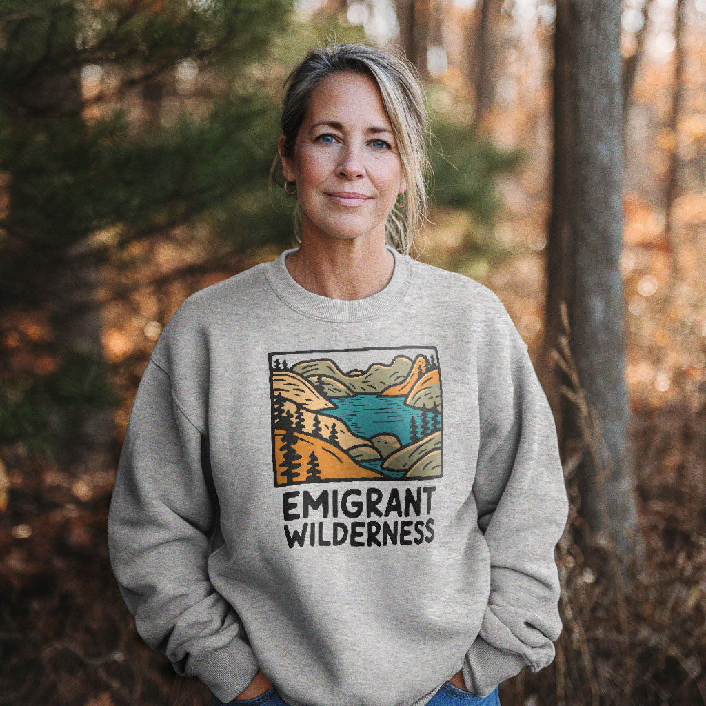Emigrant Wilderness Crewneck Sweatshirt Adventure and Outdoors Themed Sweatshirt