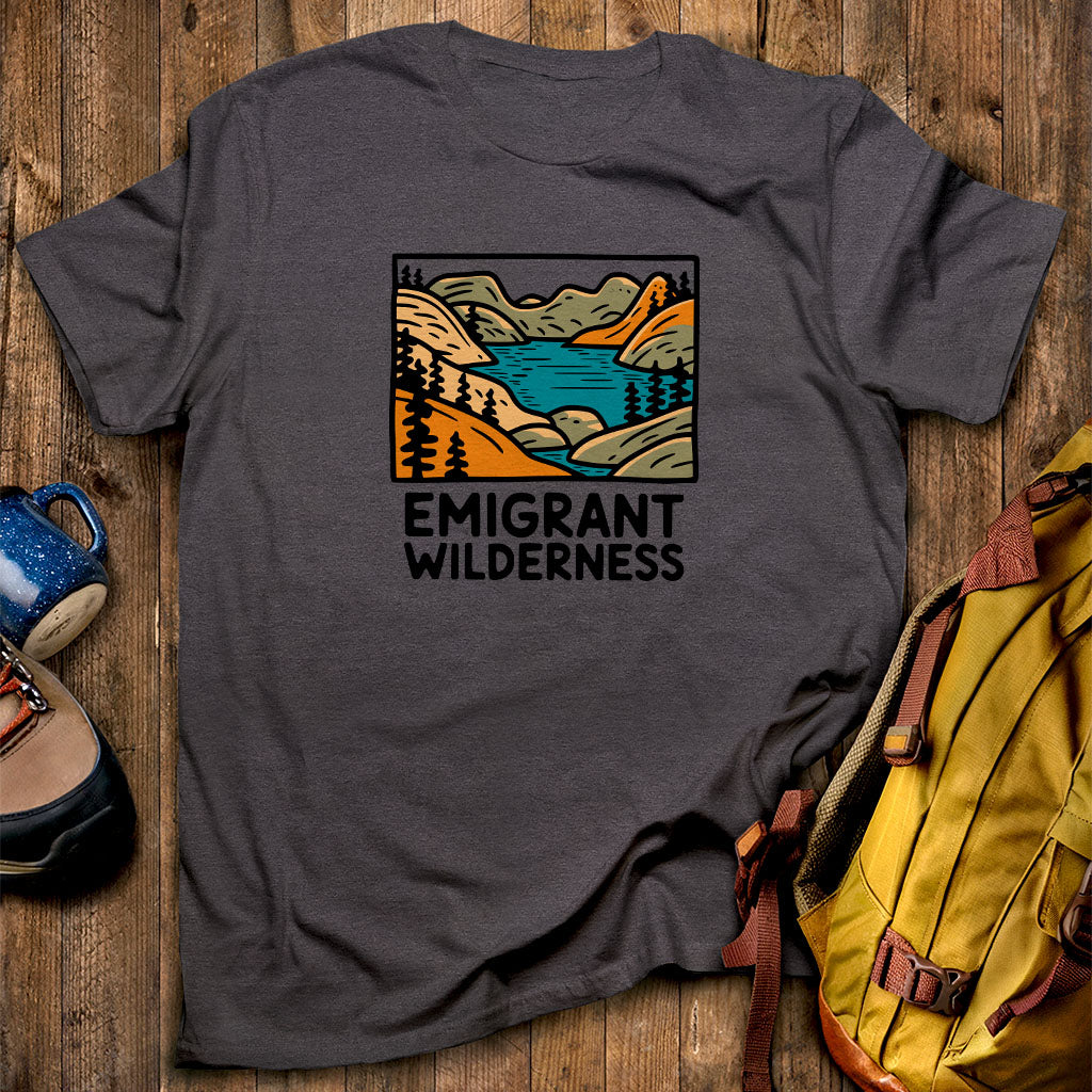 Emigrant WildernessT-Shirt Dark Heather Adventure and Outdoors Themed T-Shirt