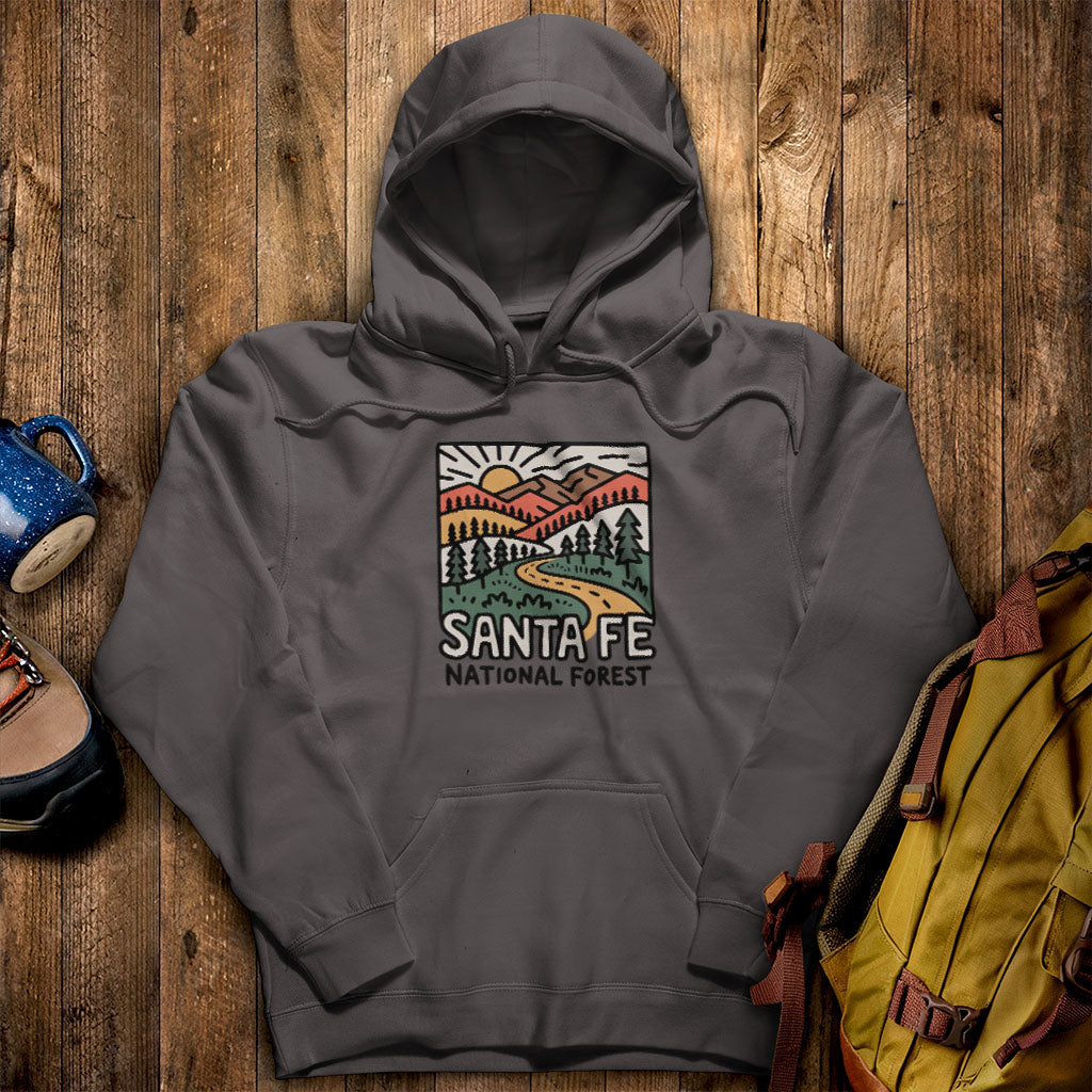 Santa Fe National Forest Hoodie Charcoal Adventure and Outdoors Themed Hoodie