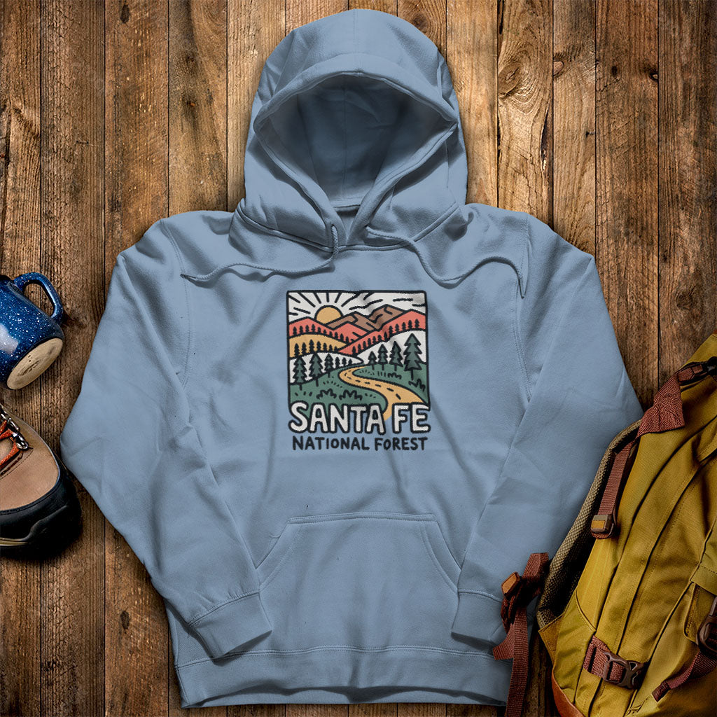 Santa Fe National Forest Hoodie Stone Blue Adventure and Outdoors Themed Hoodie