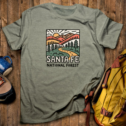 Sante Fe National Forest T-Shirt Heather Military Green Adventure and Outdoors Themed T-Shirt