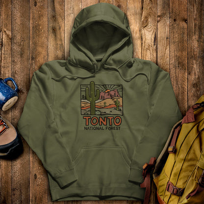 Tonto National Forest Hoodie Military Green Adventure and Outdoors Themed Hoodie