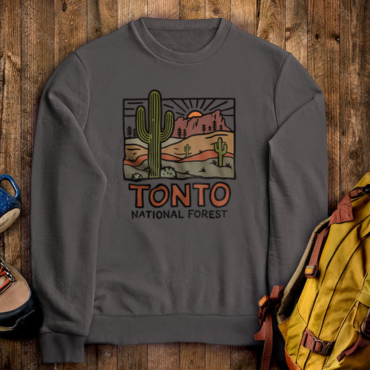 Tonto National Forest Crewneck Sweatshirt Charcoal Adventure and Outdoors Themed Sweatshirt