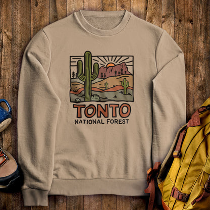 Tonto National Forest Crewneck Sweatshirt Sand Adventure and Outdoors Themed Sweatshirt