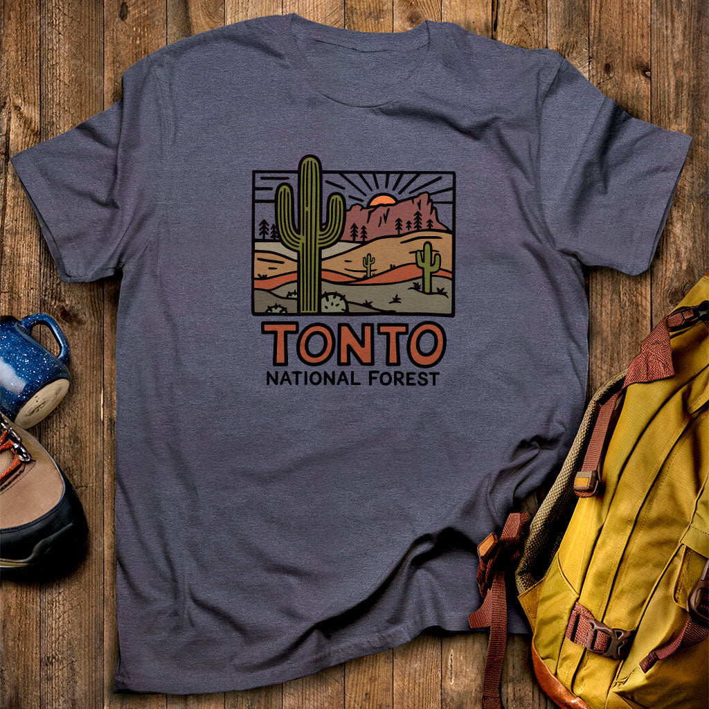 Tonto National Forest T-Shirt Heather Navy Adventure and Outdoors Themed T-Shirt