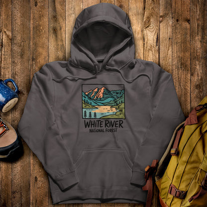 White River National Forest Hoodie Charcoal Adventure and Outdoors Themed Hoodie