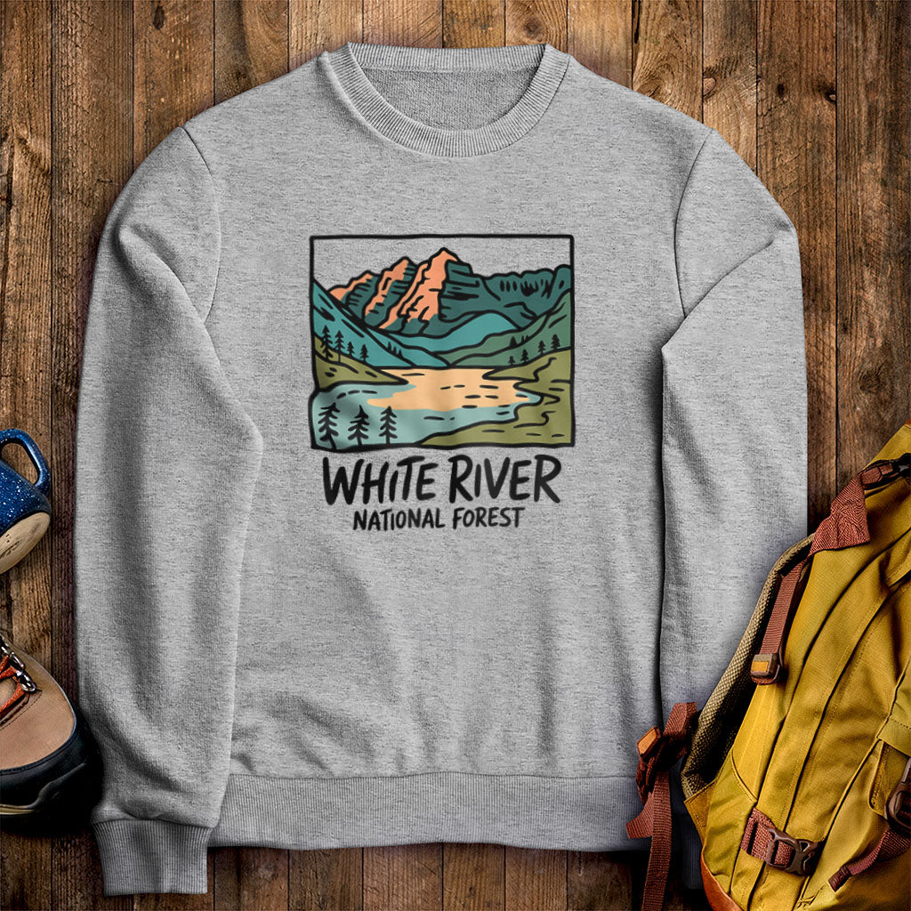 White River National Forest Crewneck Sweatshirt Sport Grey Adventure and Outdoors Themed Sweatshirt