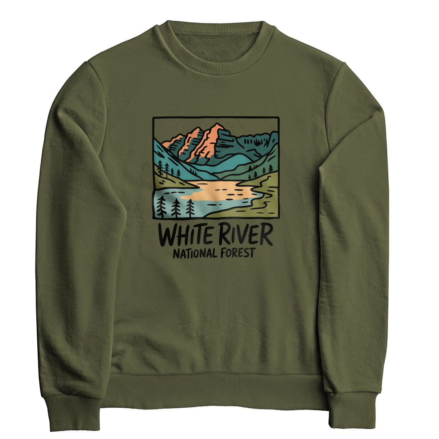 White River National Forest Crewneck Sweatshirt Adventure and Outdoors Themed Sweatshirt