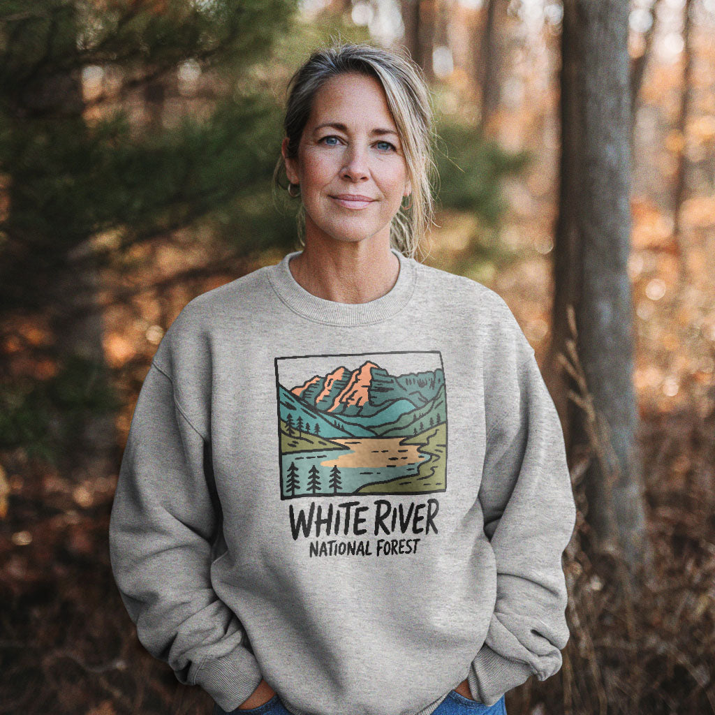 White River National Forest Crewneck Sweatshirt Adventure and Outdoors Themed Sweatshirt