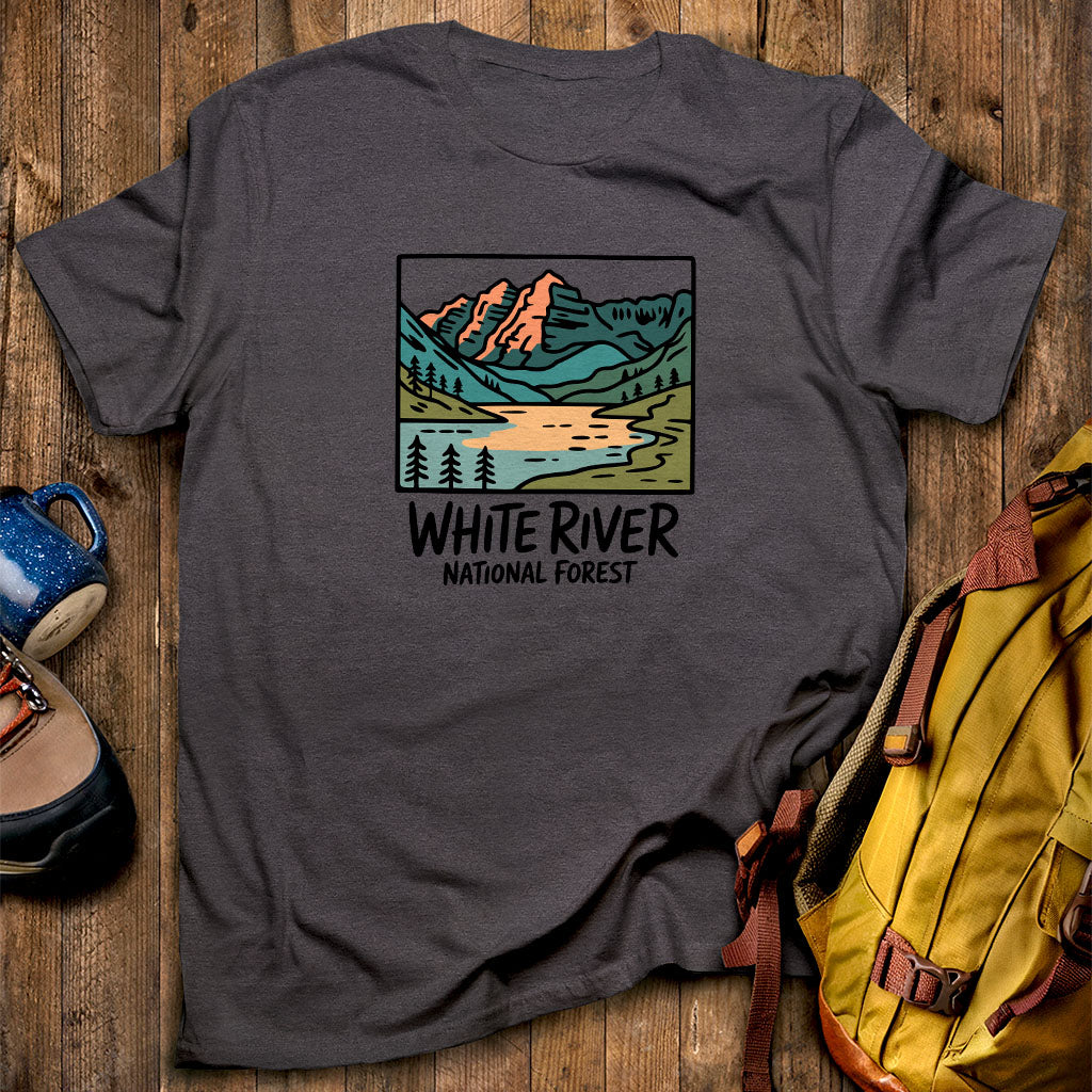 White River National Forest T-Shirt Dark Heather Adventure and Outdoors Themed T-Shirt