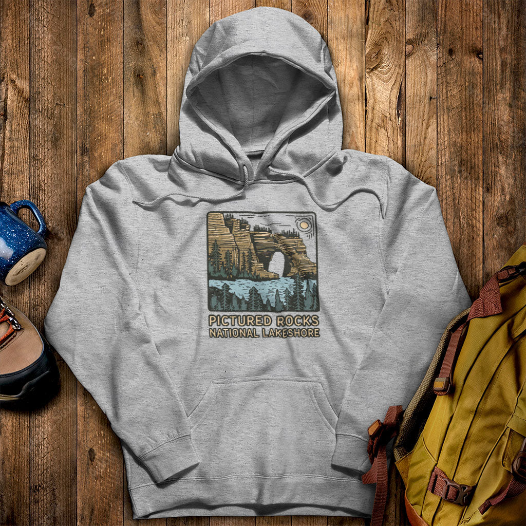 Pictured Rocks National Lakeshore Hoodie Sport Grey Adventure and Outdoors Themed Hoodie