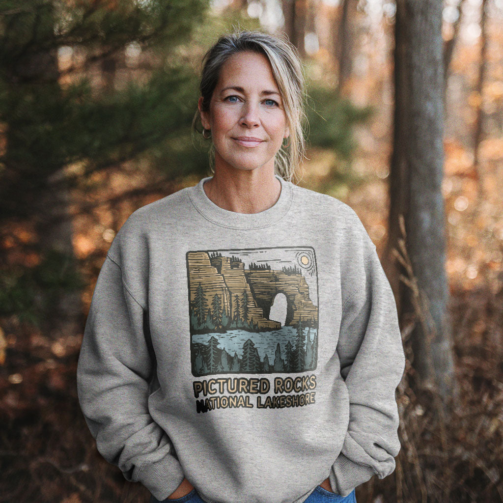 Pictured Rocks National Lakeshore Crewneck Sweatshirt Adventure and Outdoors Themed Sweatshirt