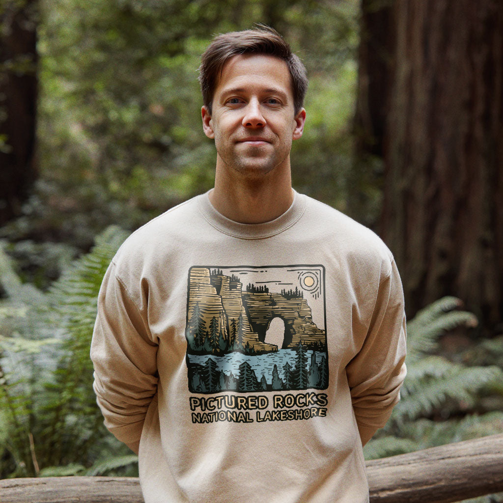 Pictured Rocks National Lakeshore Crewneck Sweatshirt Adventure and Outdoors Themed Sweatshirt