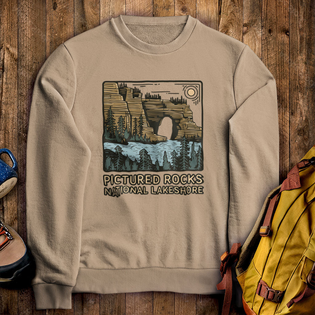 Pictured Rocks National Lakeshore Crewneck Sweatshirt Sand Adventure and Outdoors Themed Sweatshirt