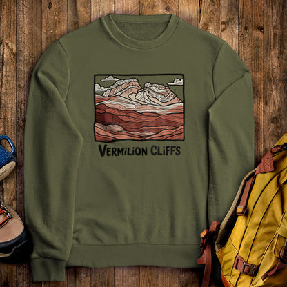 Vermilion Cliffs Crewneck Sweatshirt Military Green Adventure and Outdoors Themed Sweatshirt
