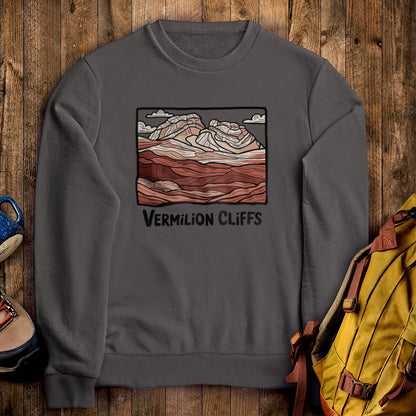 Vermilion Cliffs Crewneck Sweatshirt Charcoal Adventure and Outdoors Themed Sweatshirt
