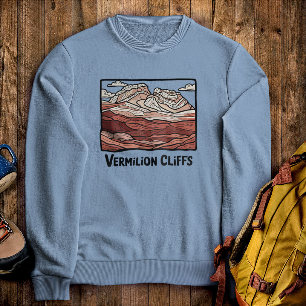 Vermilion Cliffs Crewneck Sweatshirt Stone Blue Adventure and Outdoors Themed Sweatshirt