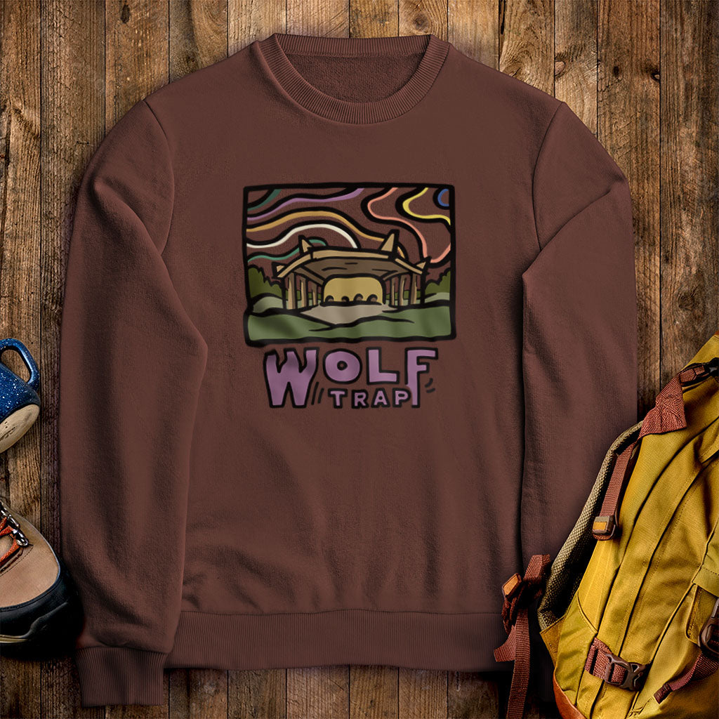 Wolf Trap Crewneck Sweatshirt Cocoa Adventure and Outdoors Themed Sweatshirt
