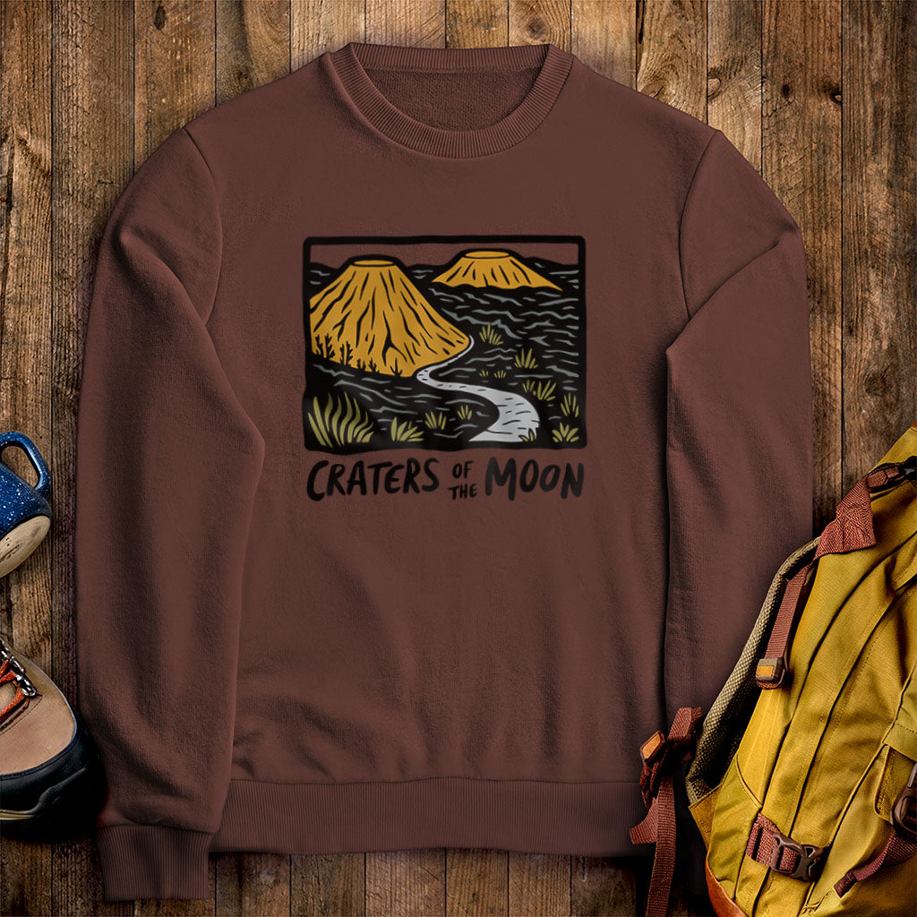 Craters of the Moon National Monument Crewneck Sweatshirt Cocoa Adventure and Outdoors Themed Sweatshirt