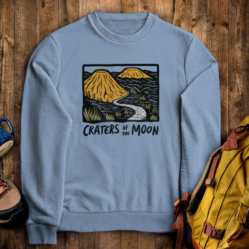Craters of the Moon National Monument Crewneck Sweatshirt Stone Blue Adventure and Outdoors Themed Sweatshirt