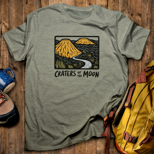 Craters of the Moon National Monument T-Shirt Heather Military Green Adventure and Outdoors Themed T-Shirt