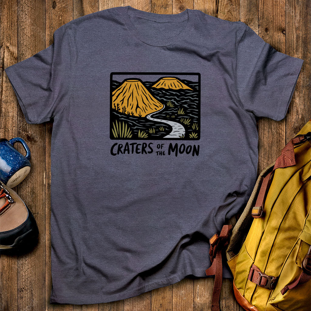 Craters of the Moon National Monument T-Shirt Heather Navy Adventure and Outdoors Themed T-Shirt