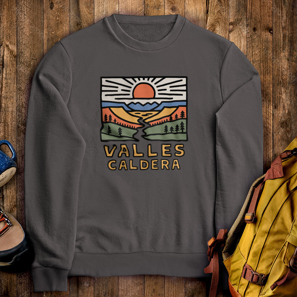 Valles Caldera National Preserve Sweatshirt Charcoal Adventure and Outdoors Themed Sweatshirt