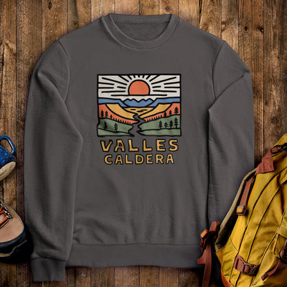 Valles Caldera National Preserve Sweatshirt Charcoal Adventure and Outdoors Themed Sweatshirt