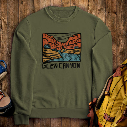 Glen Canyon National Recreation Area Crewneck Sweatshirt Military Green Adventure and Outdoors Themed Sweatshirt